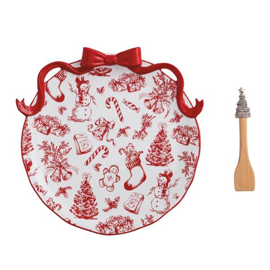 Christmas Red Plate with Bow