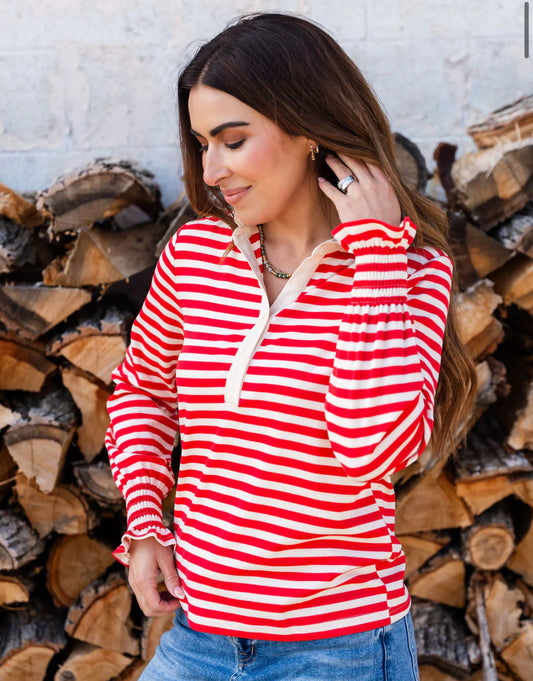 Fireside Striped Red Top