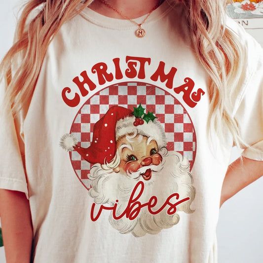 Christmas Vibes Vintage Santa Tee