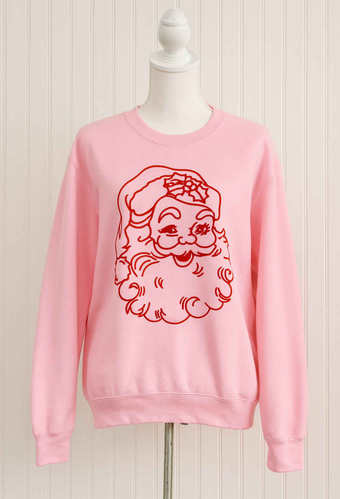 Pink Sweatshirt with Red Santa