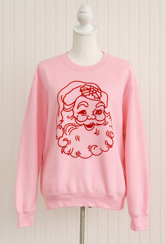 Pink Sweatshirt with Red Santa