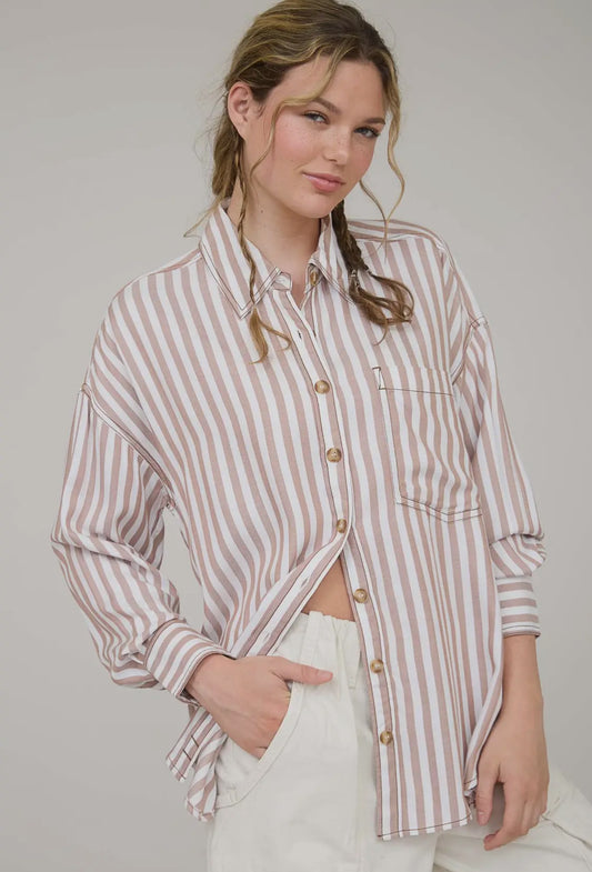 Stripe Collar Button Down Shirt