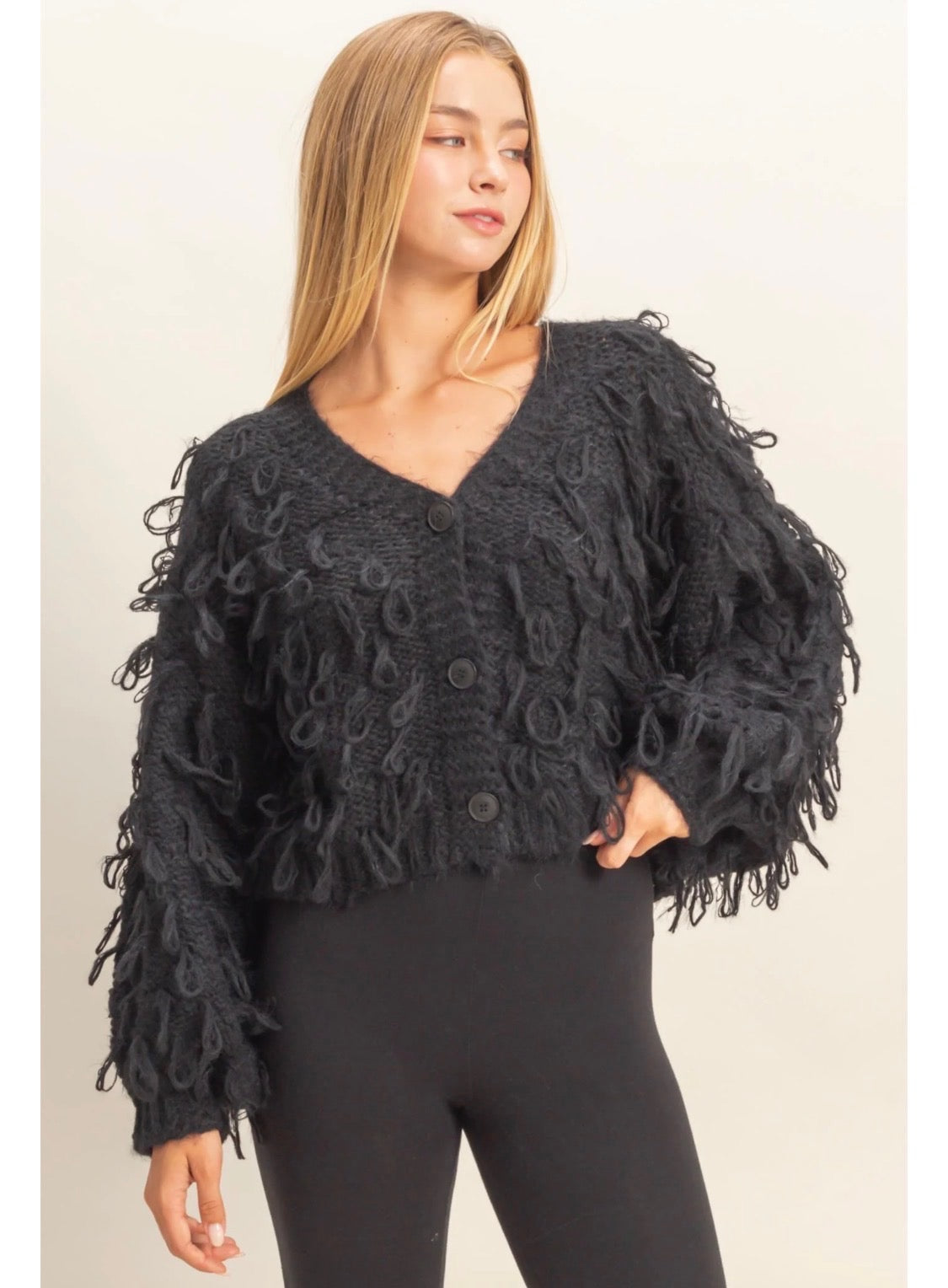 Black Fringe Sweater
