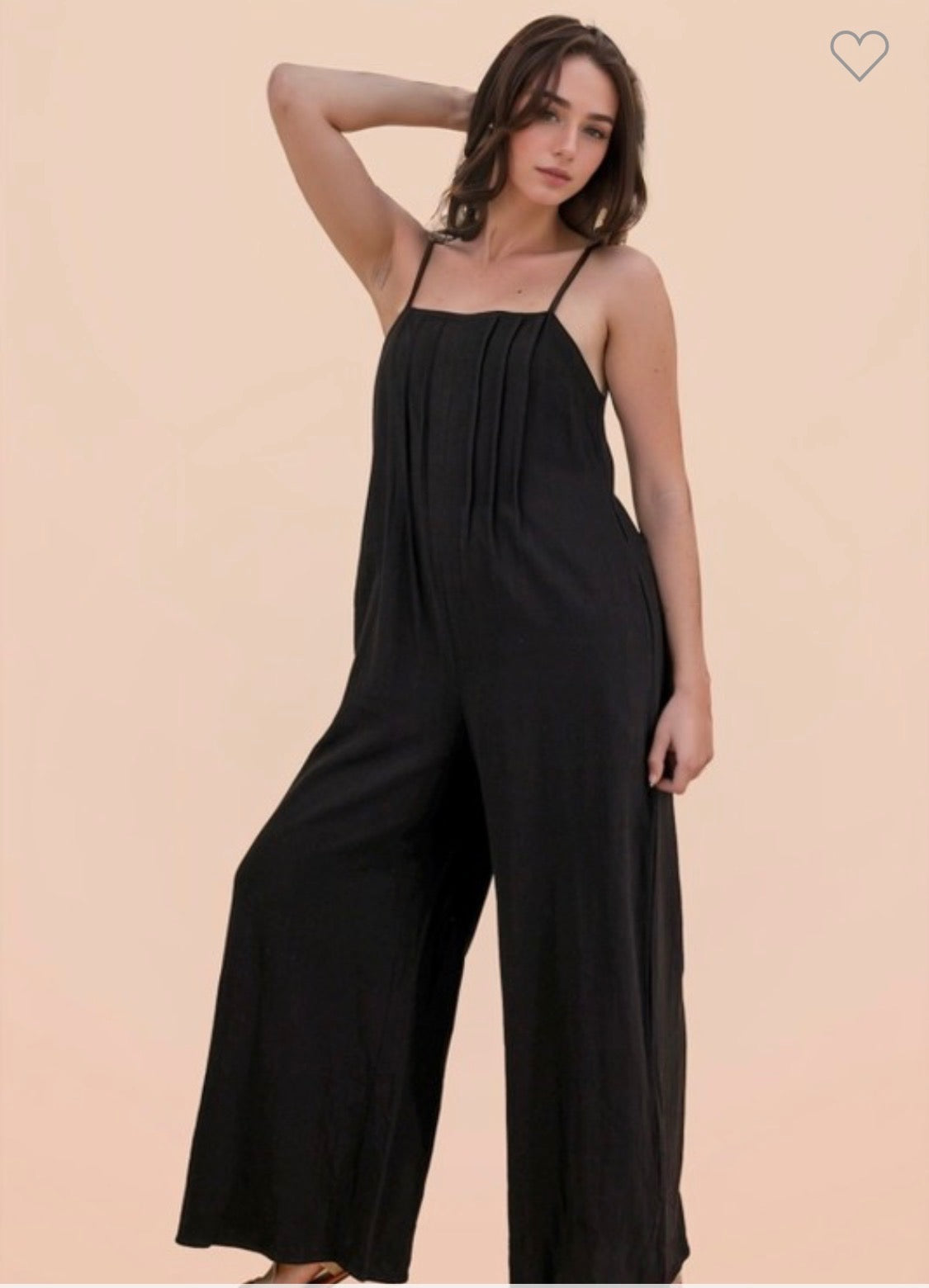 Black Linen Pleated Romper