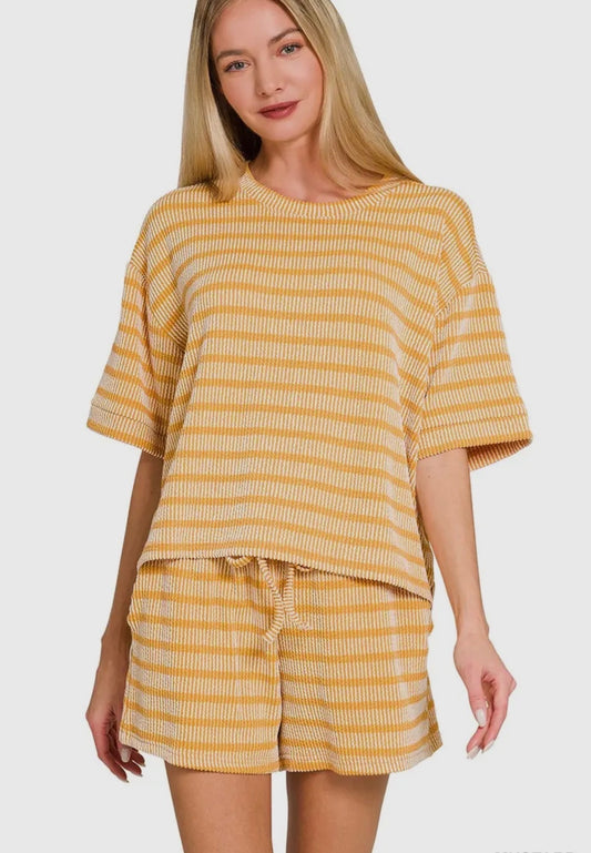 Yellow Striped Matching Set