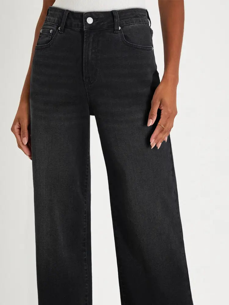 Black Straight Leg High Rise Jeans