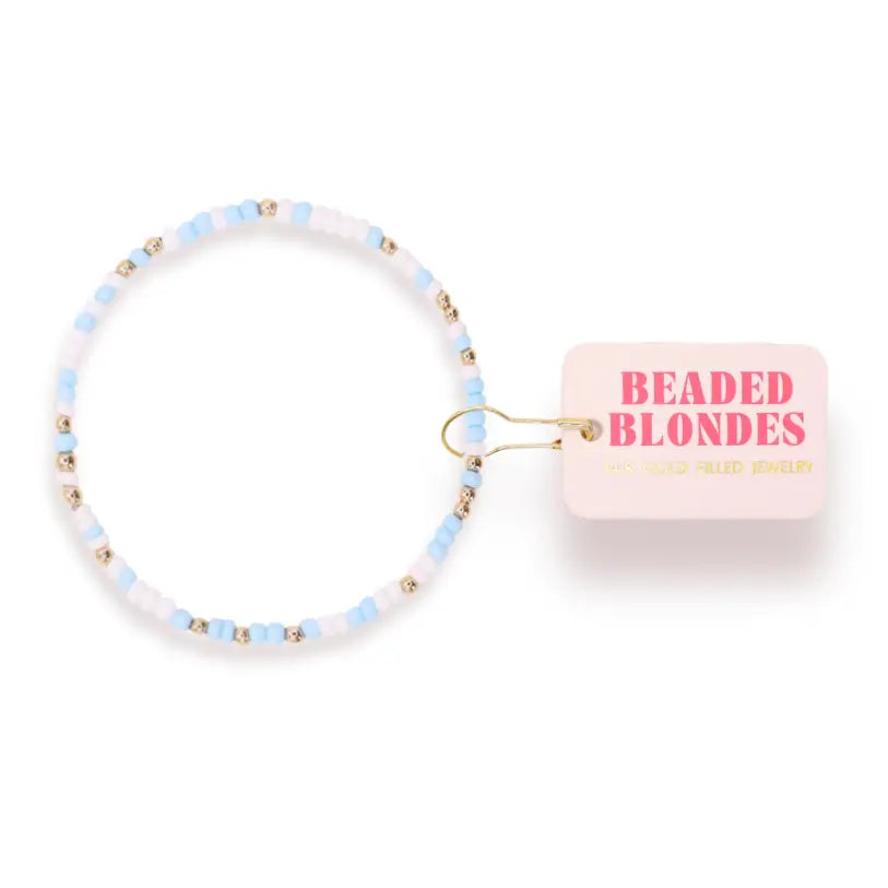 Beaded Blondes Powder Blue & White Bracelet