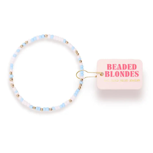 Beaded Blondes Powder Blue & White Bracelet