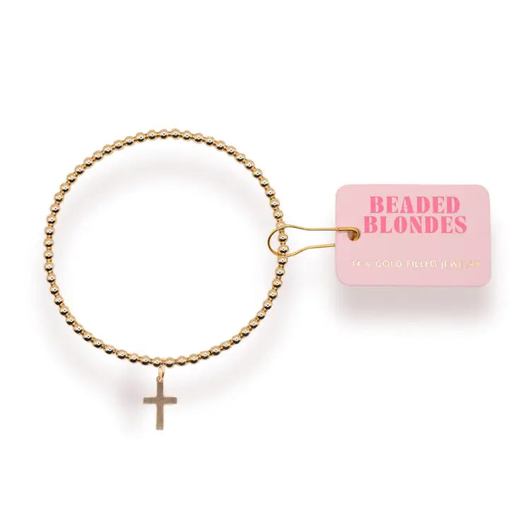 Beaded Blondes Mini Cross Charm Ring