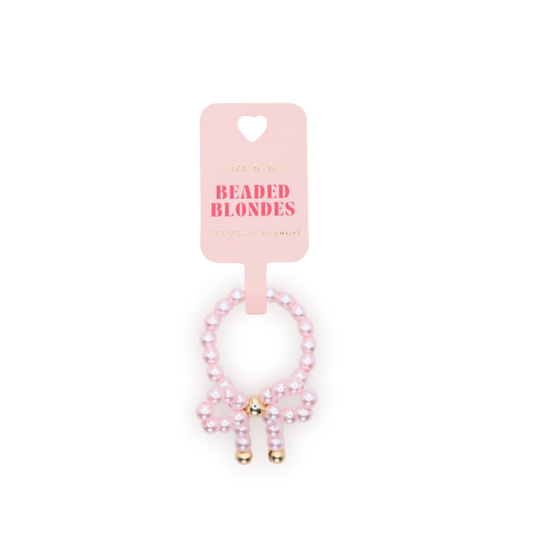 Beaded Blondes Pink Pearl Bow Ring Size 5/6