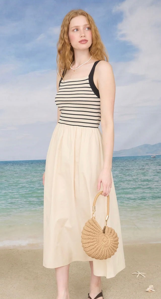 Square Neck Spaghetti Strap A-Line Dress
