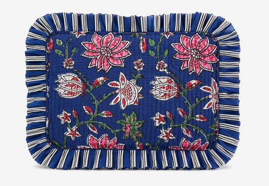 Navy Blue Floral Cosmetic Bag