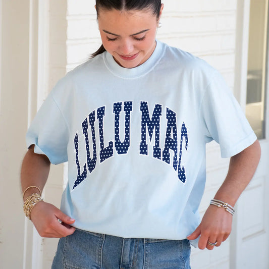 LULUMAC Navy And Blue Polkadot Comfort Colors Tee