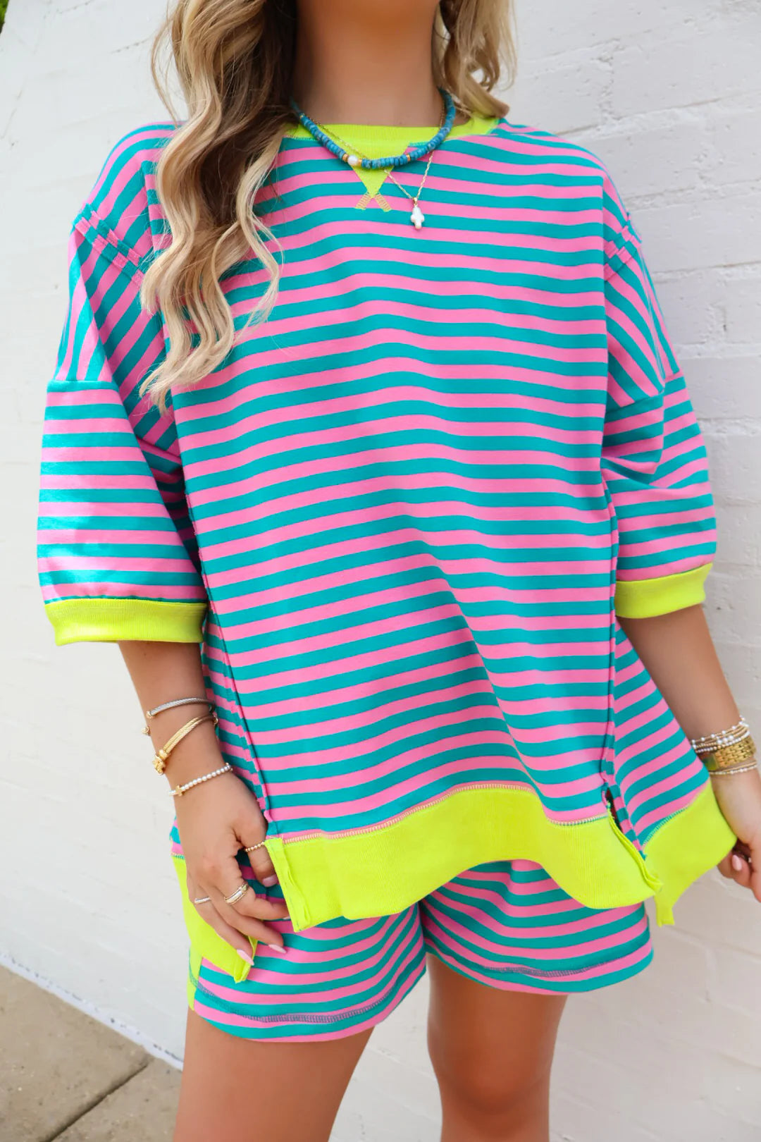 Neon Stripe Oversized Top