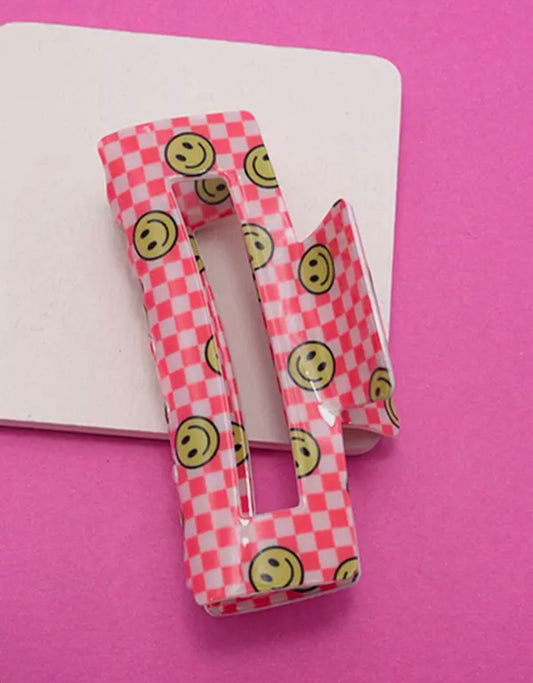 pink checkered hairclip
