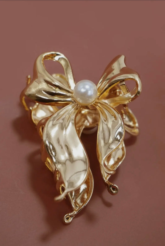 PEARL BOW ALLOY HAIR CLAW HAIR CLIP