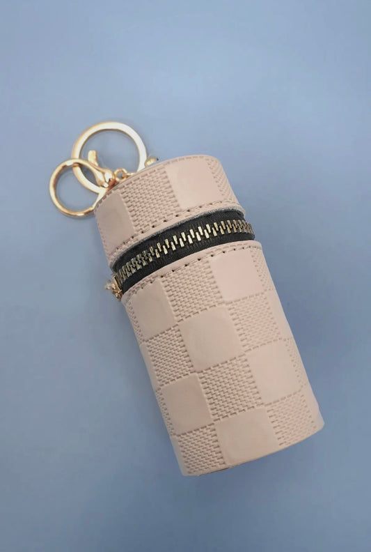 VEGAN ROUND LIP BAG POUCH KEYCHAIN