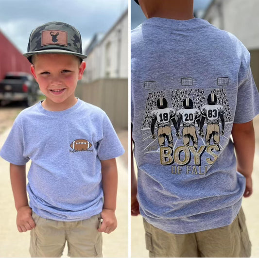 The boys of fall football tee by Magnolia Mudbugs