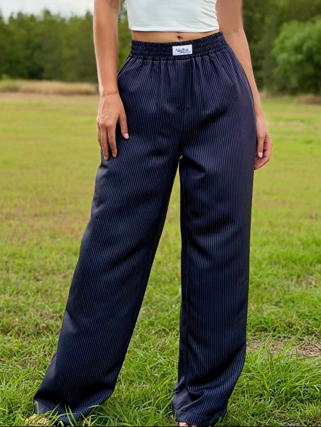 Samantha Black Striped Pants