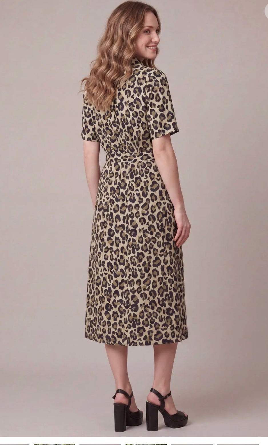 Button Down, Leopard Midi Dress With Belt
