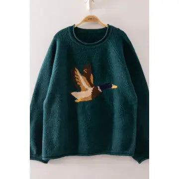 Mallard In Flight sweater in Deep Hunter Green