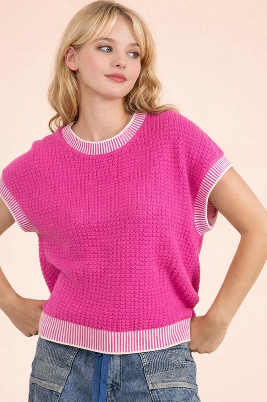 Pink Sleeveless Summer Sweater