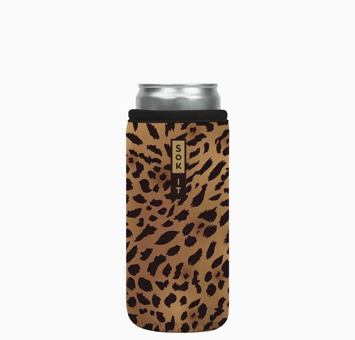 Classic leopard beverage cooler 12oz slim can